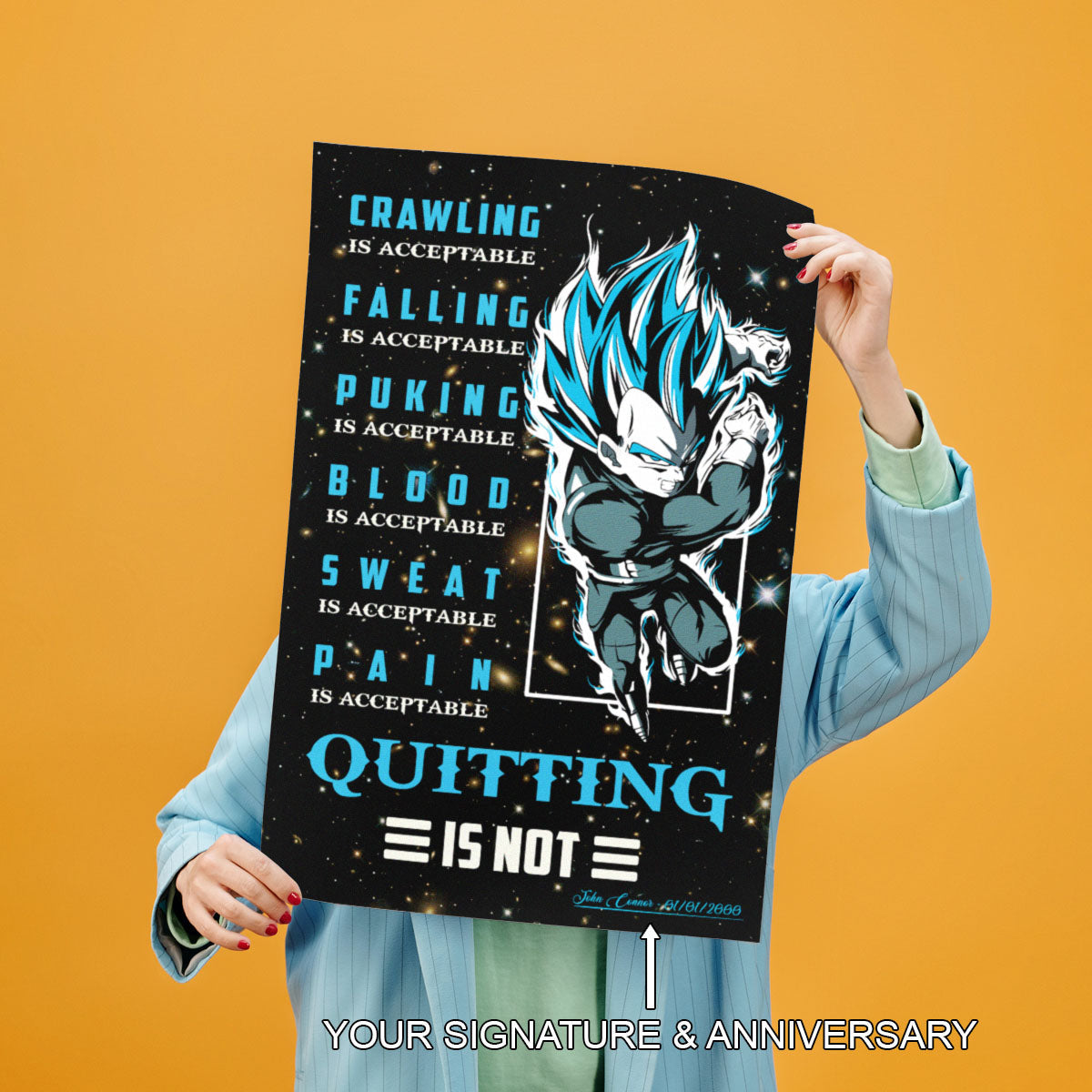Dragon Ball Canvas Wall Art - DR056 - Super Saiyan Blue Vegeta - Quitting Is Not