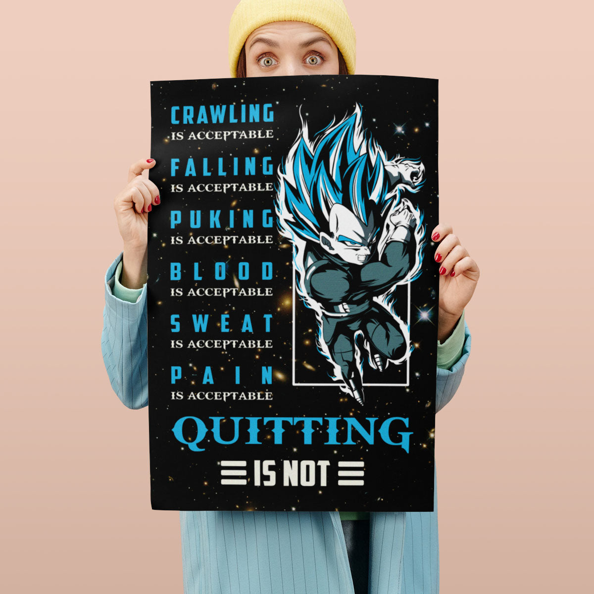 Dragon Ball Canvas Wall Art - DR056 - Super Saiyan Blue Vegeta - Quitting Is Not