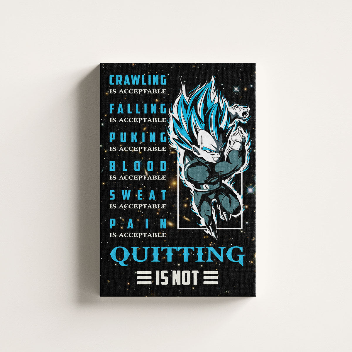 Dragon Ball Canvas Wall Art - DR056 - Super Saiyan Blue Vegeta - Quitting Is Not