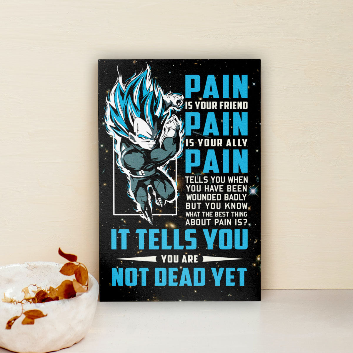 Dragon Ball Canvas Wall Art - DR057 - Super Saiyan Blue Vegeta - Pain Is Your Friend