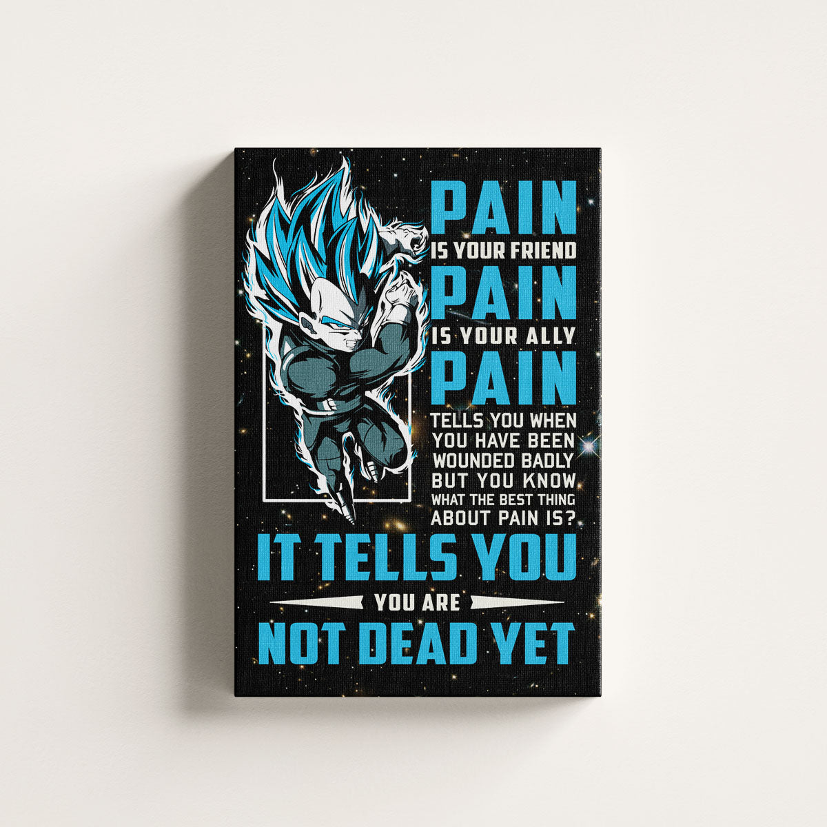 Dragon Ball Canvas Wall Art - DR057 - Super Saiyan Blue Vegeta - Pain Is Your Friend