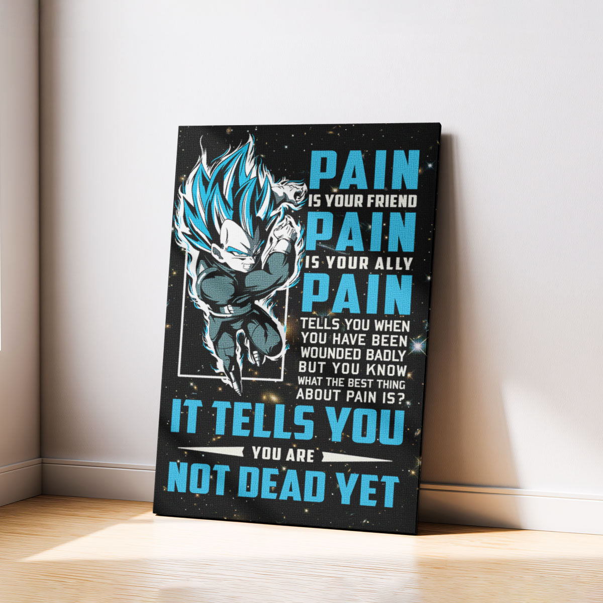 Dragon Ball Canvas Wall Art - DR057 - Super Saiyan Blue Vegeta - Pain Is Your Friend
