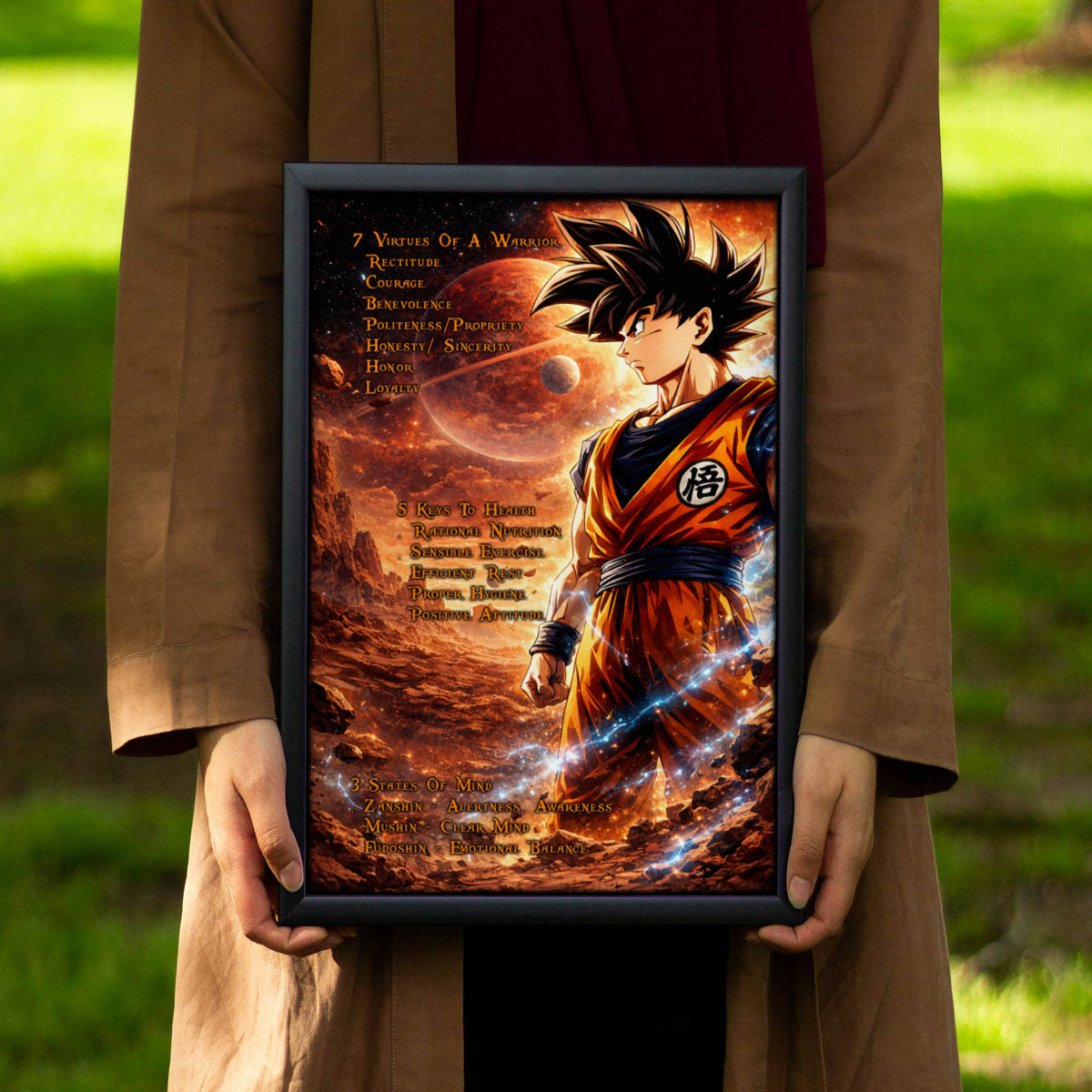 Dragon Ball Canvas Wall Art - DR080 - Goku - 7 Virtues of a Warrior - 5 Keys to Health