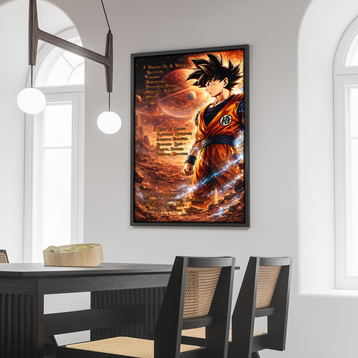 Dragon Ball Canvas Wall Art - DR080 - Goku - 7 Virtues of a Warrior - 5 Keys to Health