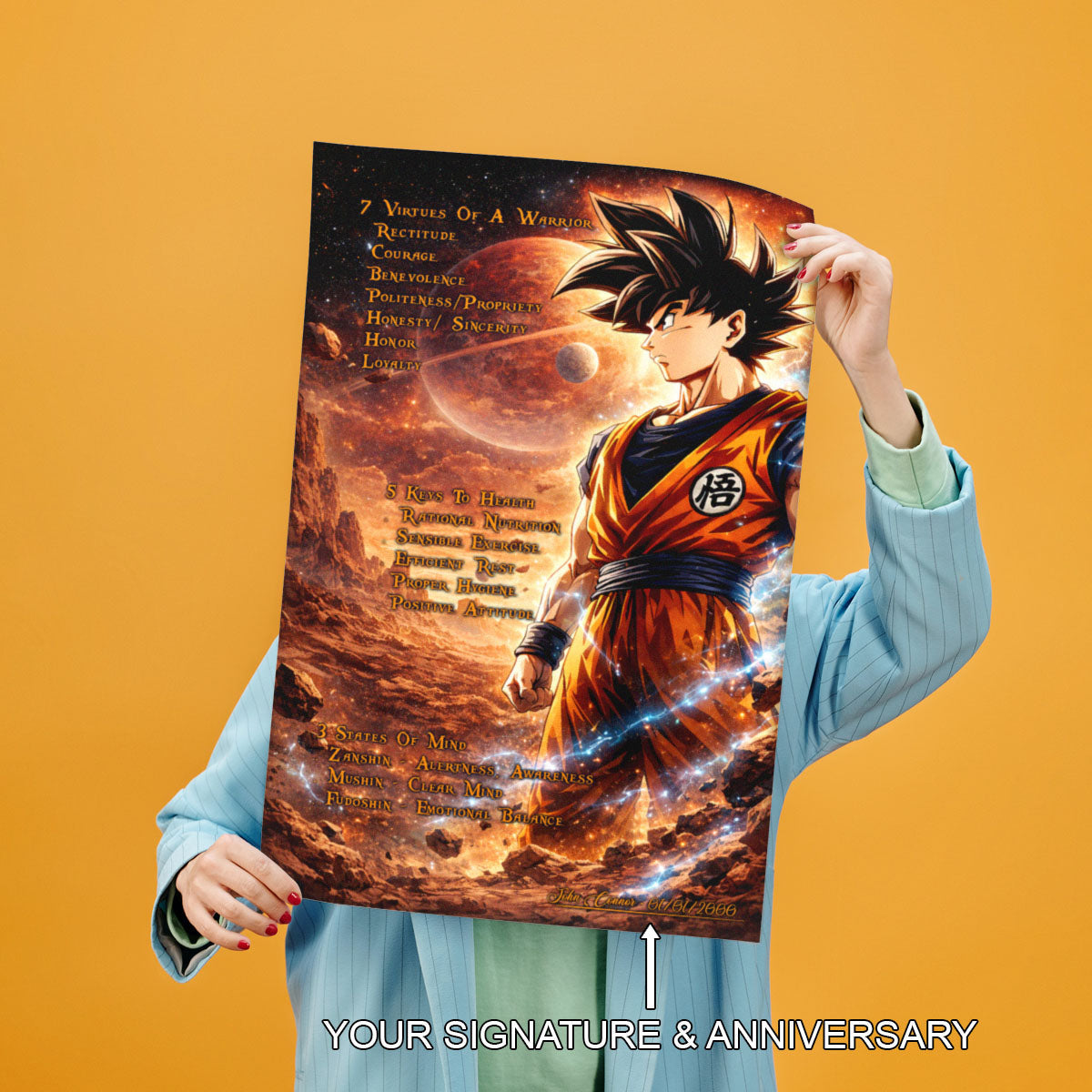 Dragon Ball Canvas Wall Art - DR080 - Goku - 7 Virtues of a Warrior - 5 Keys to Health