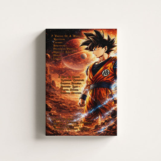 Dragon Ball Canvas Wall Art - DR080 - Goku - 7 Virtues of a Warrior - 5 Keys to Health