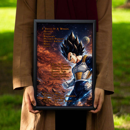 Dragon Ball Canvas Wall Art - DR081 - Vegeta  - 7 Virtues of a Warrior - 5 Keys to Health