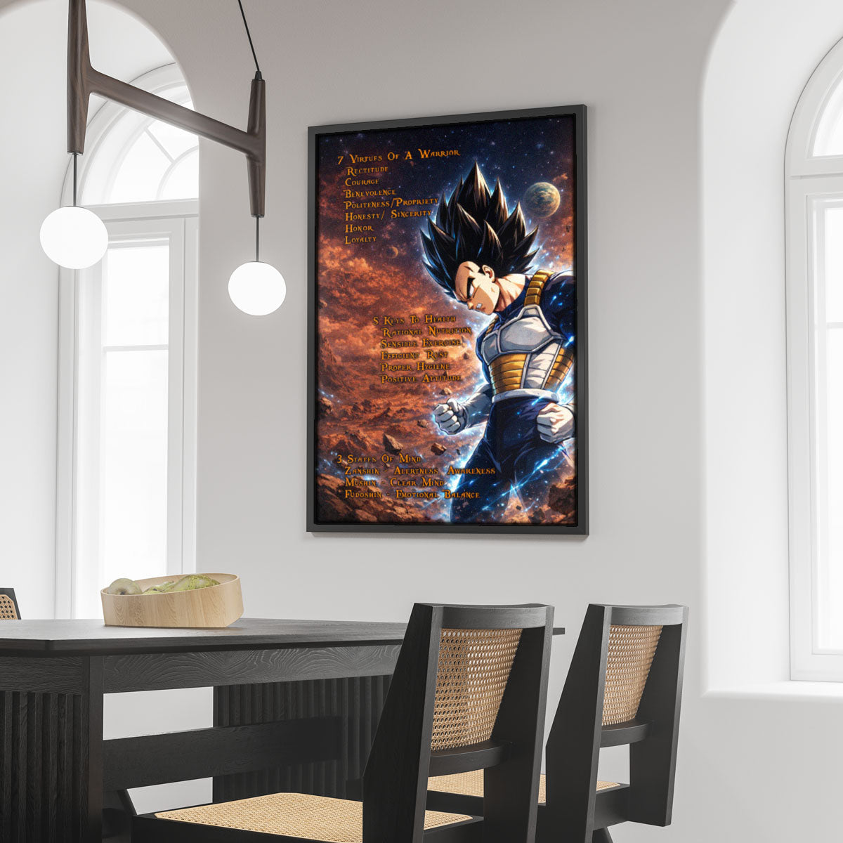 Dragon Ball Canvas Wall Art - DR081 - Vegeta  - 7 Virtues of a Warrior - 5 Keys to Health