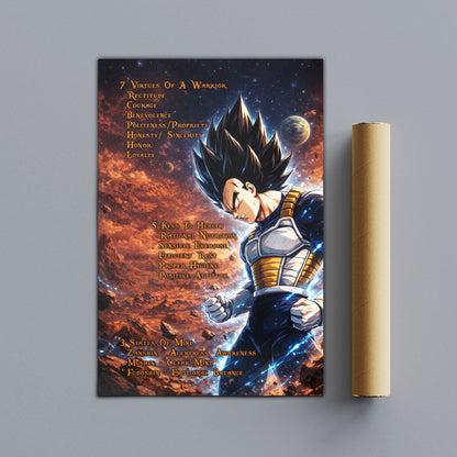 Dragon Ball Canvas Wall Art - DR081 - Vegeta  - 7 Virtues of a Warrior - 5 Keys to Health