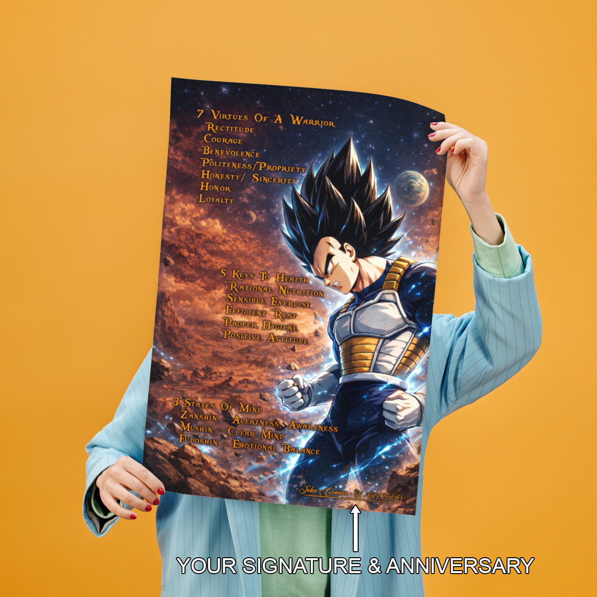 Dragon Ball Canvas Wall Art - DR081 - Vegeta  - 7 Virtues of a Warrior - 5 Keys to Health