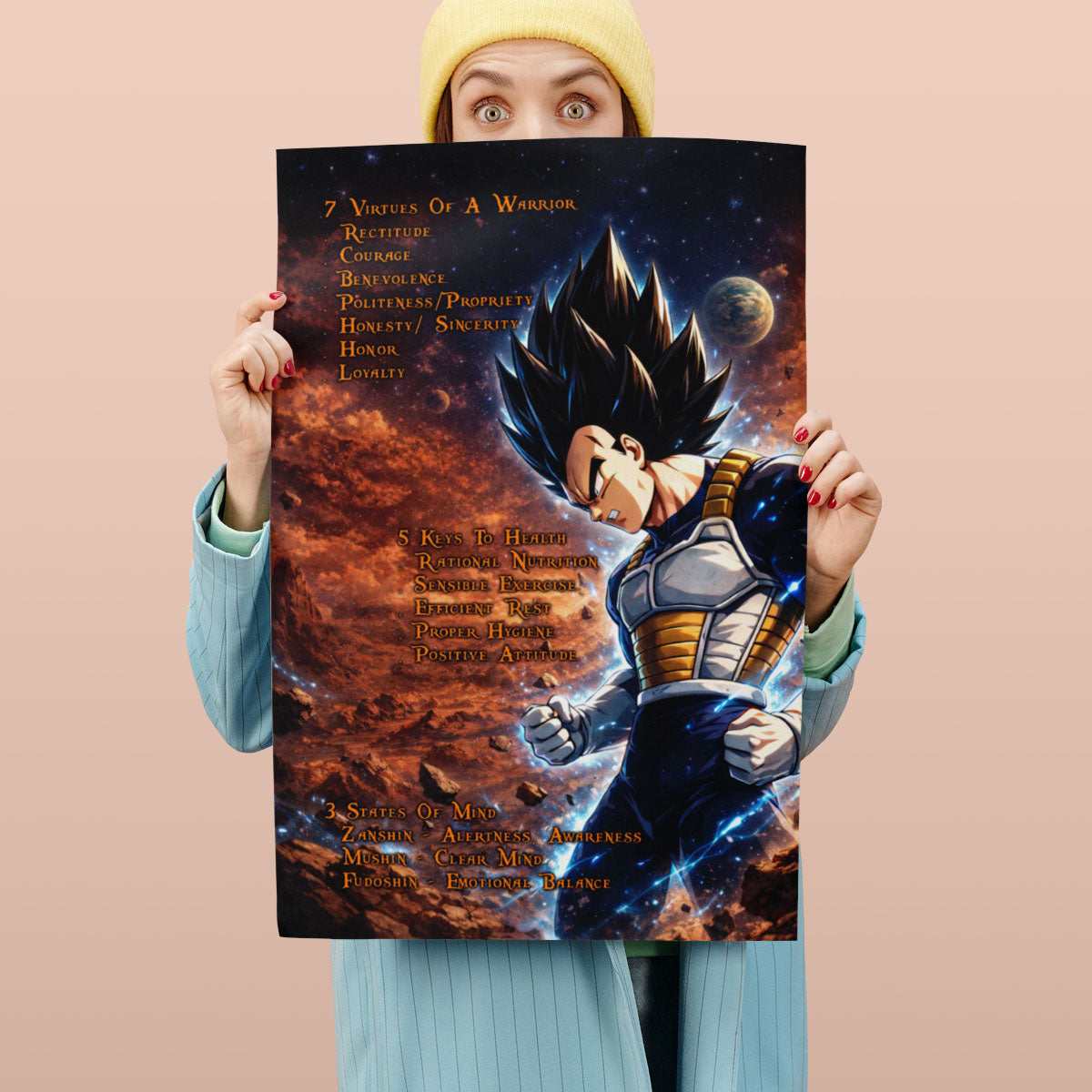 Dragon Ball Canvas Wall Art - DR081 - Vegeta  - 7 Virtues of a Warrior - 5 Keys to Health