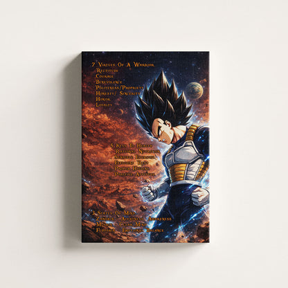 Dragon Ball Canvas Wall Art - DR081 - Vegeta  - 7 Virtues of a Warrior - 5 Keys to Health