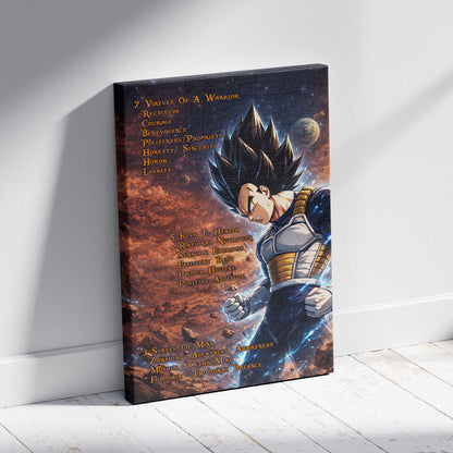 Dragon Ball Canvas Wall Art - DR081 - Vegeta  - 7 Virtues of a Warrior - 5 Keys to Health