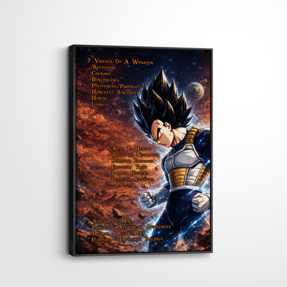 Dragon Ball Canvas Wall Art - DR081 - Vegeta  - 7 Virtues of a Warrior - 5 Keys to Health