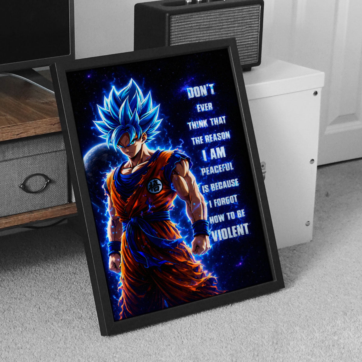 Dragon Ball Canvas Wall Art - DR082 - Super Saiyan Blue Goku - I Forgot How to be Violent