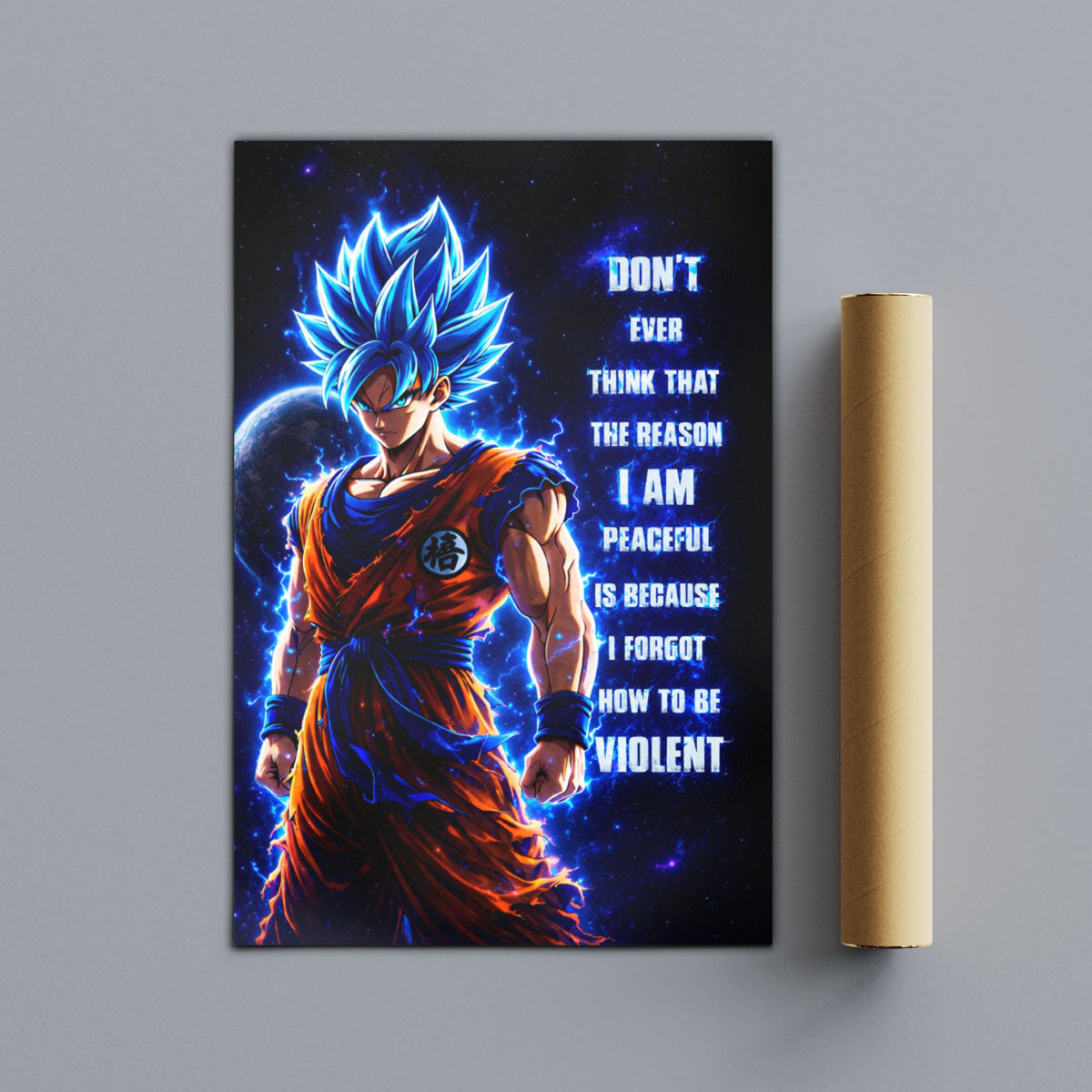 Dragon Ball Canvas Wall Art - DR082 - Super Saiyan Blue Goku - I Forgot How to be Violent