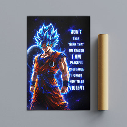 Dragon Ball Canvas Wall Art - DR082 - Super Saiyan Blue Goku - I Forgot How to be Violent