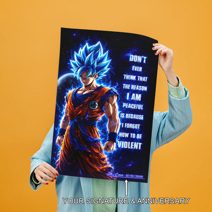 Dragon Ball Canvas Wall Art - DR082 - Super Saiyan Blue Goku - I Forgot How to be Violent
