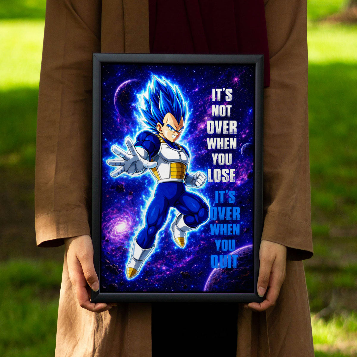 Dragon Ball Canvas Wall Art - DR083 - Super Saiyan Blue Vegeta - It's Not Over When You Lose