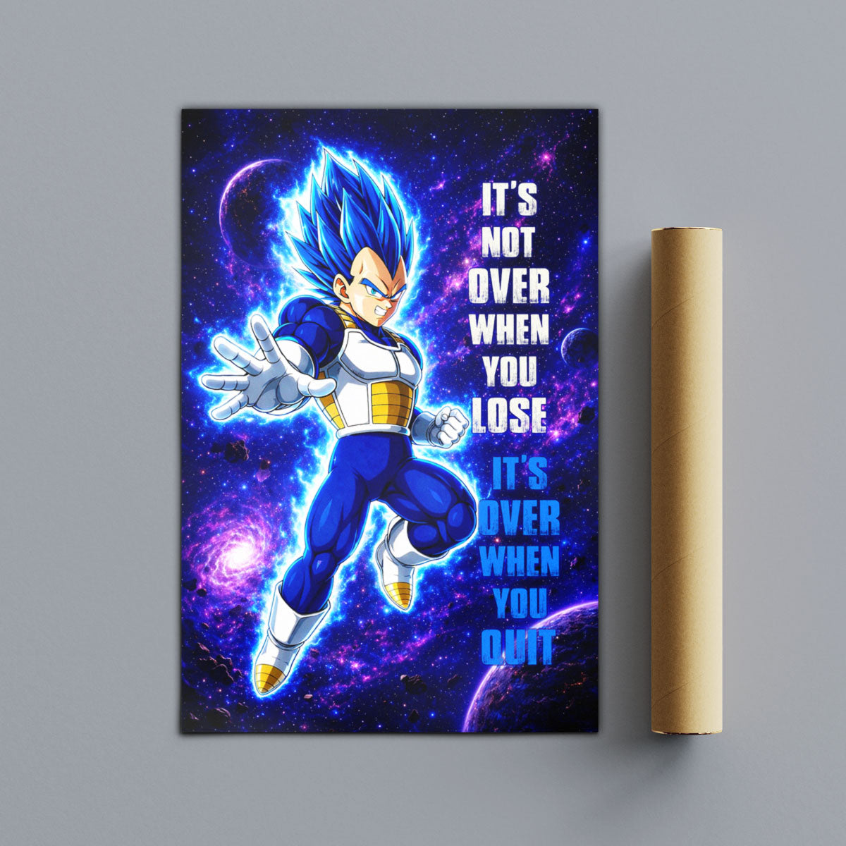 Dragon Ball Canvas Wall Art - DR083 - Super Saiyan Blue Vegeta - It's Not Over When You Lose