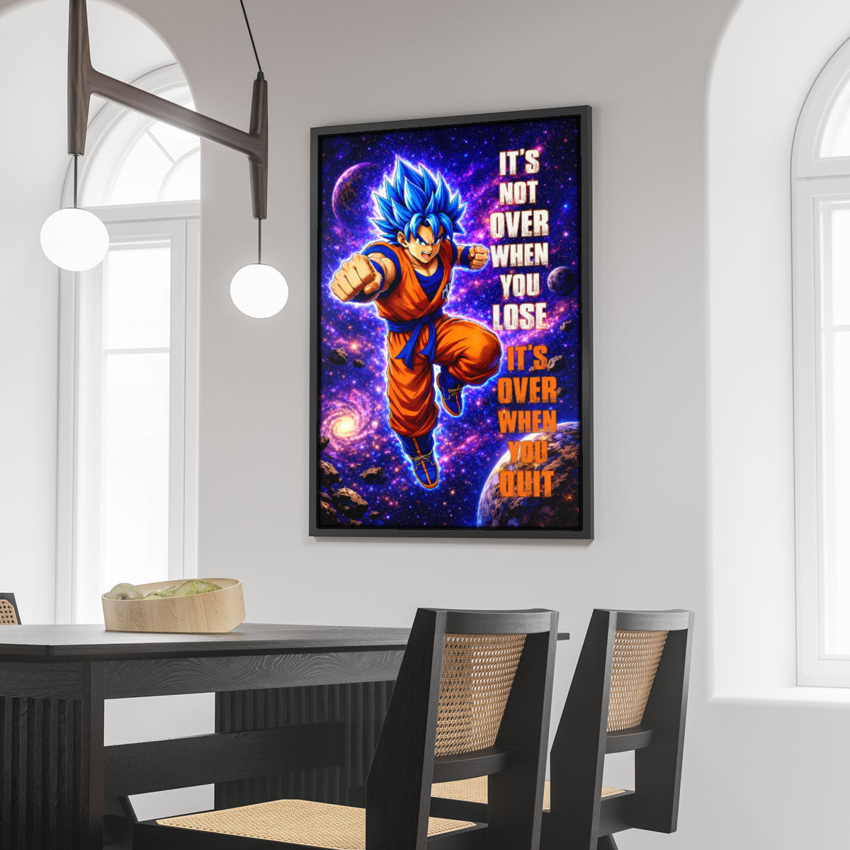 Dragon Ball Canvas Wall Art - DR084 - Super Saiyan Blue Goku - It's Not Over When You Lose