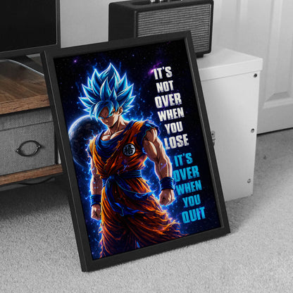 Dragon Ball Canvas Wall Art - DR085 - Super Saiyan Blue Goku - It's Not Over When You Lose