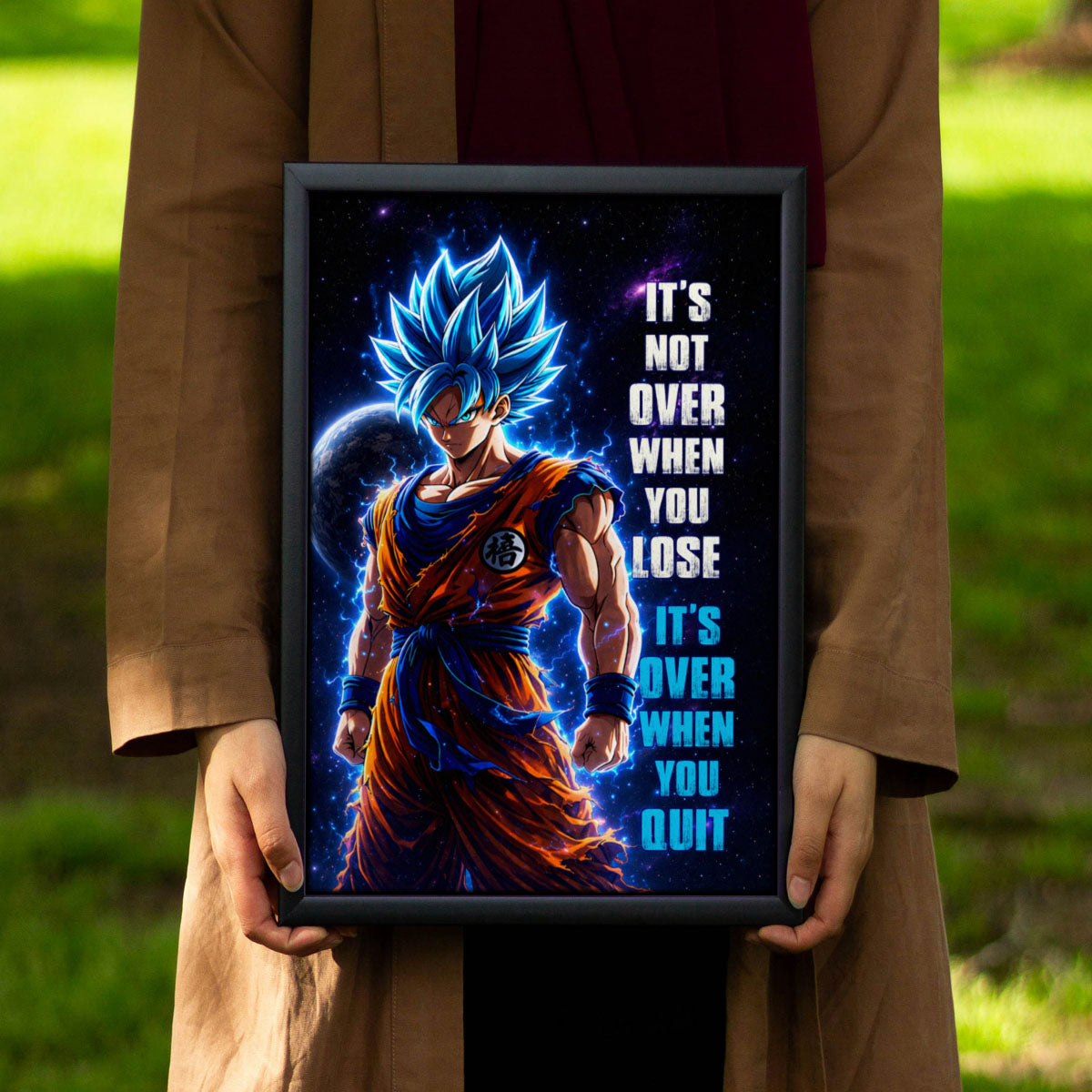 Dragon Ball Canvas Wall Art - DR085 - Super Saiyan Blue Goku - It's Not Over When You Lose