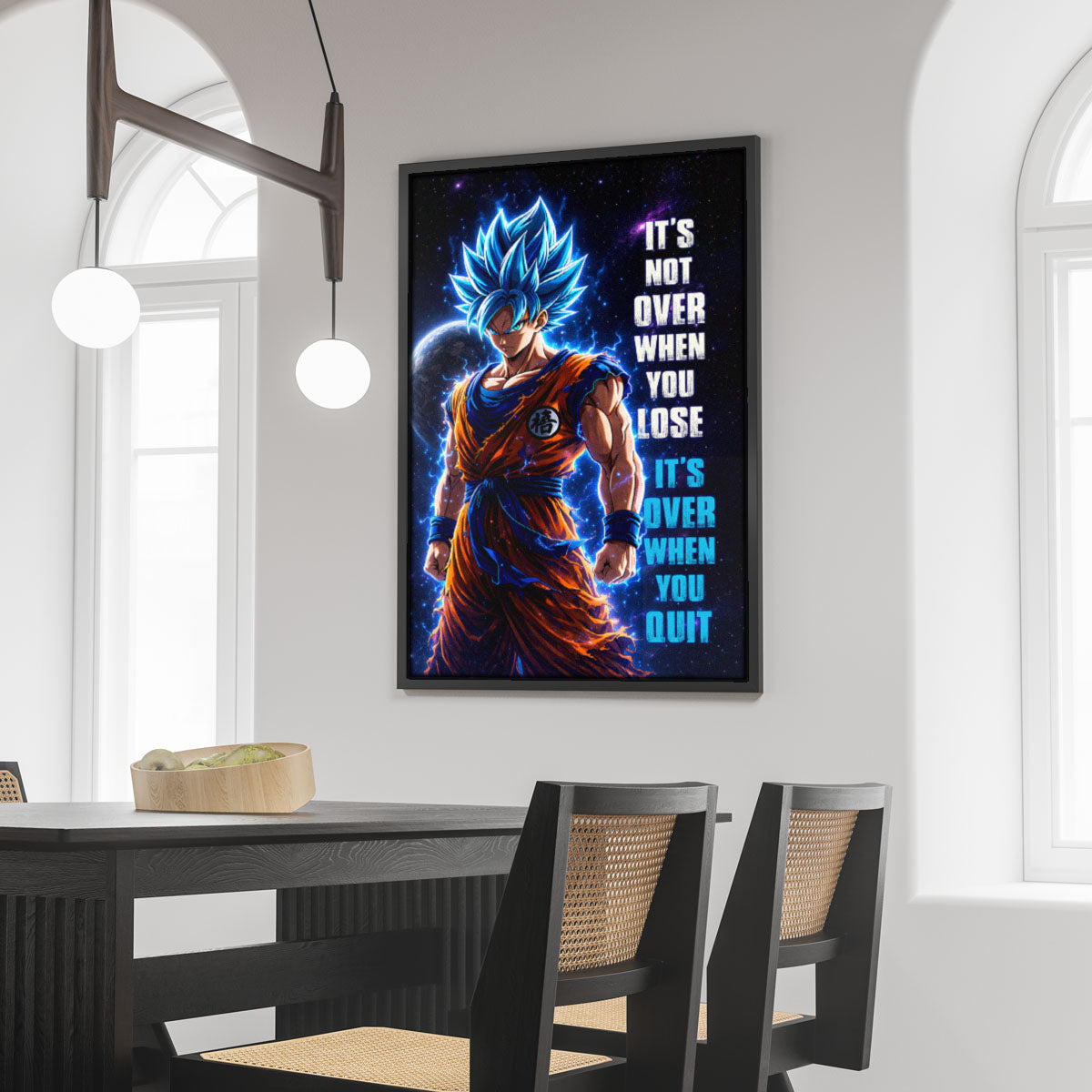 Dragon Ball Canvas Wall Art - DR085 - Super Saiyan Blue Goku - It's Not Over When You Lose