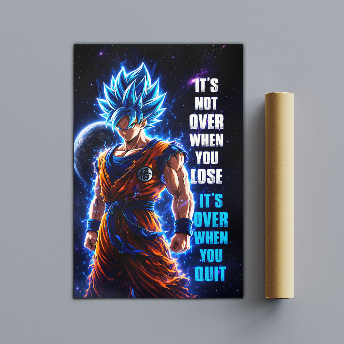 Dragon Ball Canvas Wall Art - DR085 - Super Saiyan Blue Goku - It's Not Over When You Lose