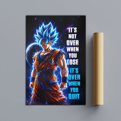 Dragon Ball Canvas Wall Art - DR085 - Super Saiyan Blue Goku - It's Not Over When You Lose
