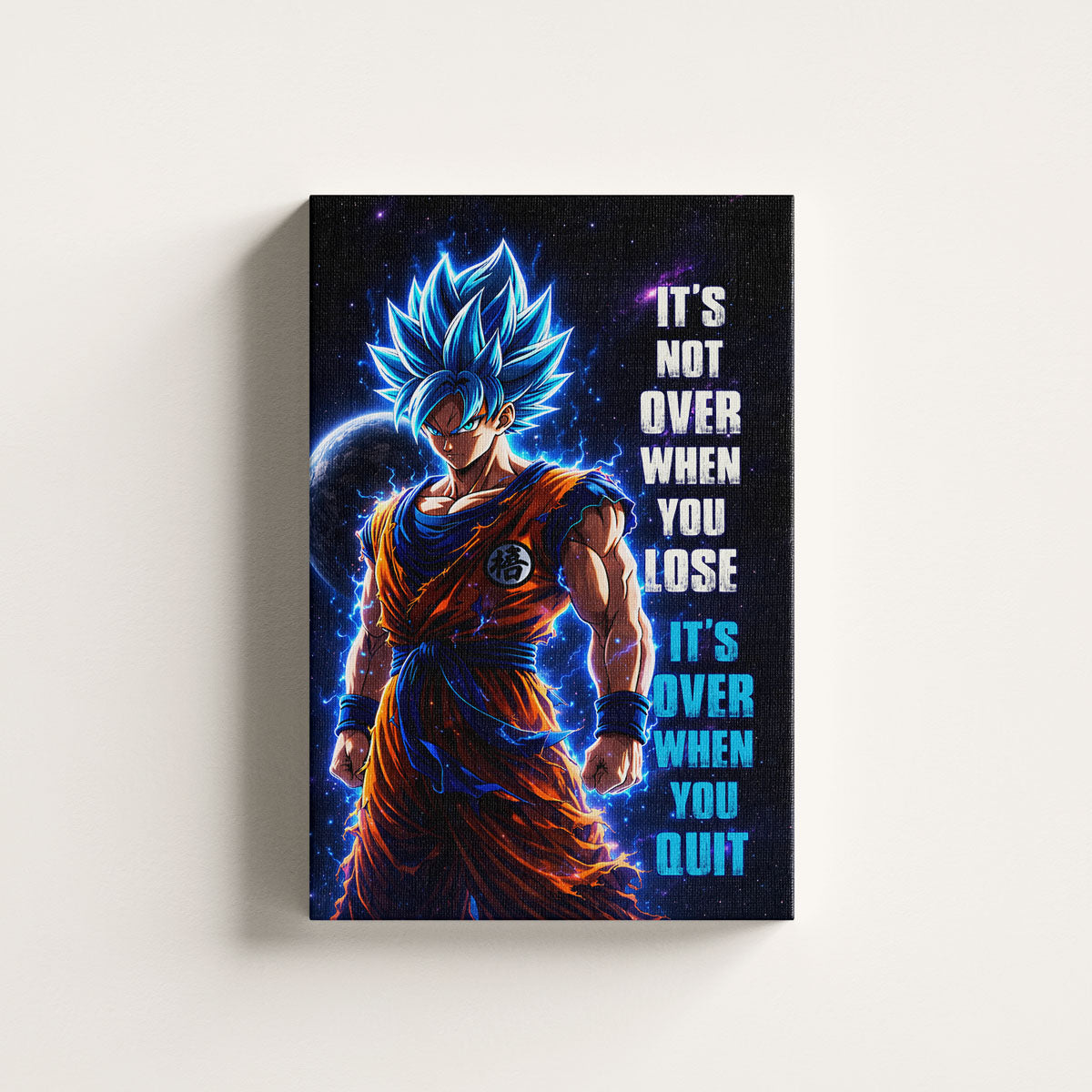 Dragon Ball Canvas Wall Art - DR085 - Super Saiyan Blue Goku - It's Not Over When You Lose