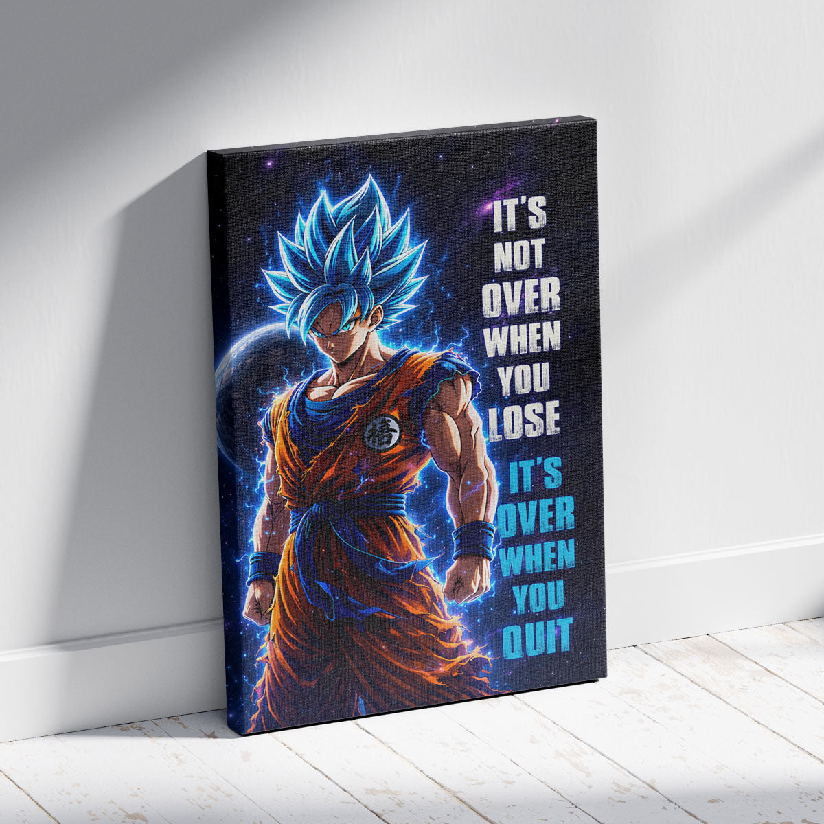 Dragon Ball Canvas Wall Art - DR085 - Super Saiyan Blue Goku - It's Not Over When You Lose