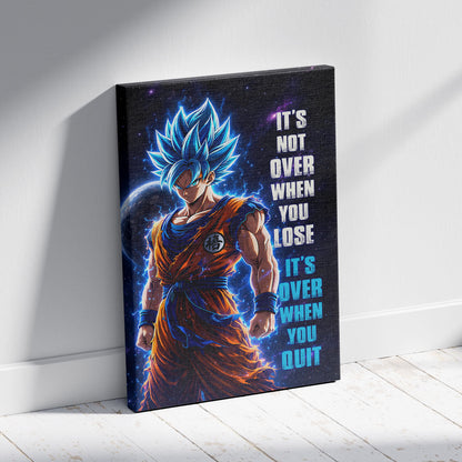 Dragon Ball Canvas Wall Art - DR085 - Super Saiyan Blue Goku - It's Not Over When You Lose