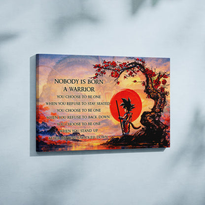 Goku Dragon Ball Canvas Wall Art - Inspirational Warrior Quote Motivational Print for Boys Room, Man Cave Decor - Wrapped Canvas Ready to Hang - DR087
