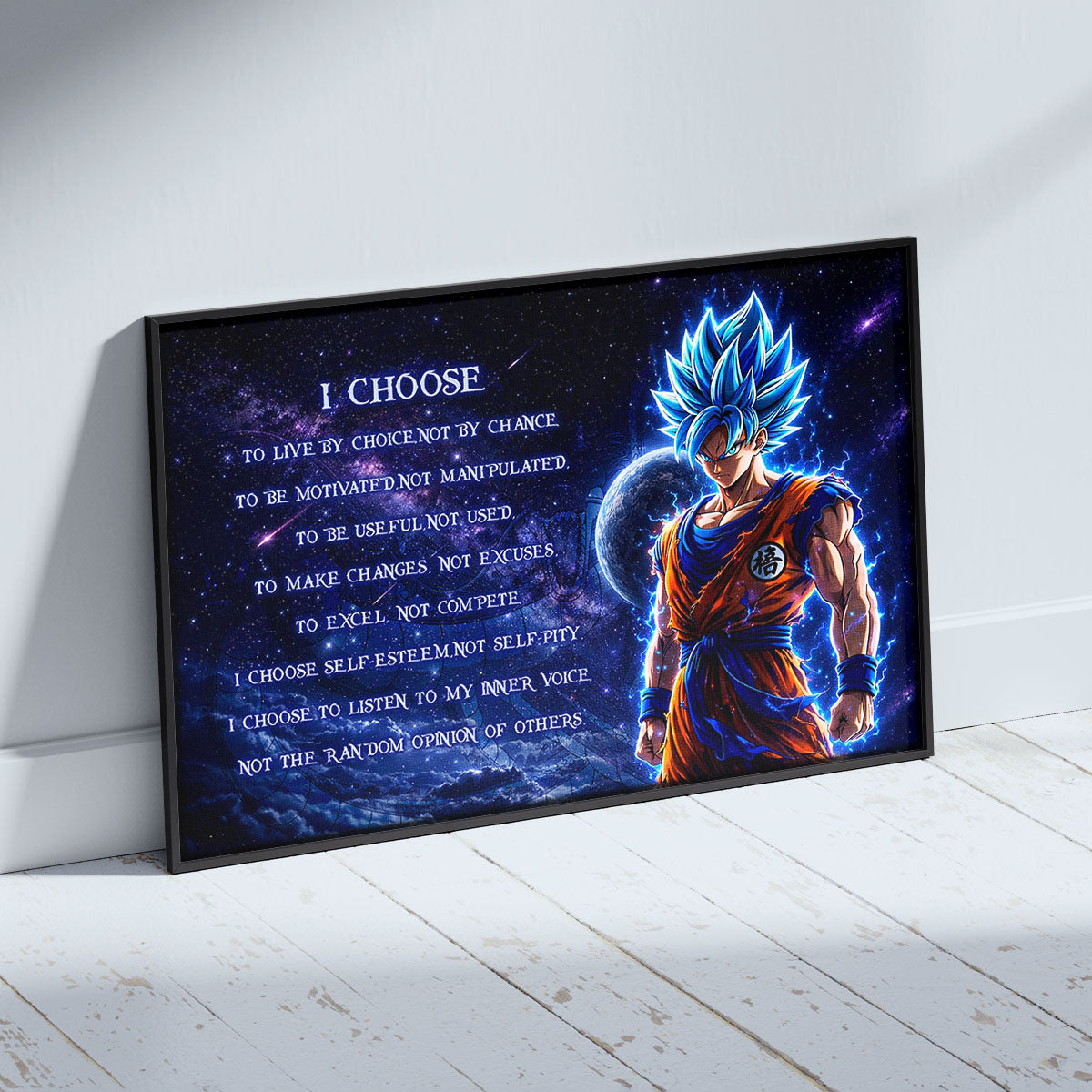 Dragon Ball Canvas Wall Art - DR092 - Super Saiyan Blue Goku - I Choose