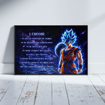 Dragon Ball Canvas Wall Art - DR092 - Super Saiyan Blue Goku - I Choose