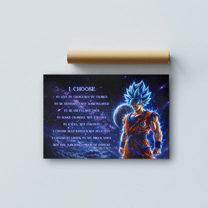 Dragon Ball Canvas Wall Art - DR092 - Super Saiyan Blue Goku - I Choose
