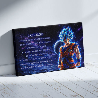 Dragon Ball Canvas Wall Art - DR092 - Super Saiyan Blue Goku - I Choose