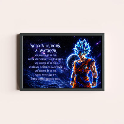 Dragon Ball Canvas Wall Art - DR093 - Super Saiyan Blue Goku - Nobody Is Born A Warrior