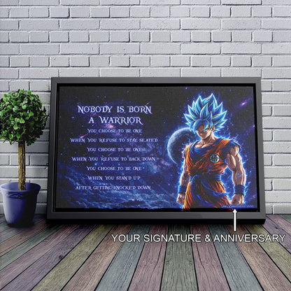 Dragon Ball Canvas Wall Art - DR093 - Super Saiyan Blue Goku - Nobody Is Born A Warrior