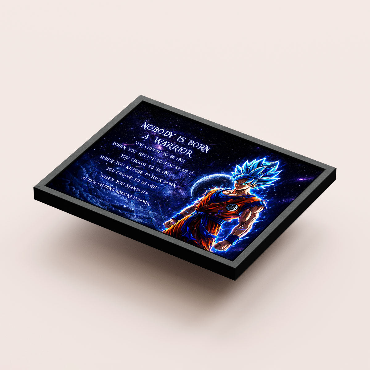Dragon Ball Canvas Wall Art - DR093 - Super Saiyan Blue Goku - Nobody Is Born A Warrior