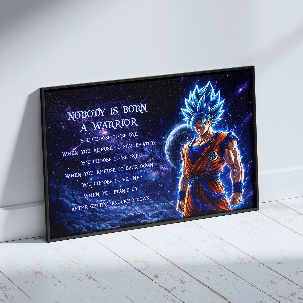 Dragon Ball Canvas Wall Art - DR093 - Super Saiyan Blue Goku - Nobody Is Born A Warrior