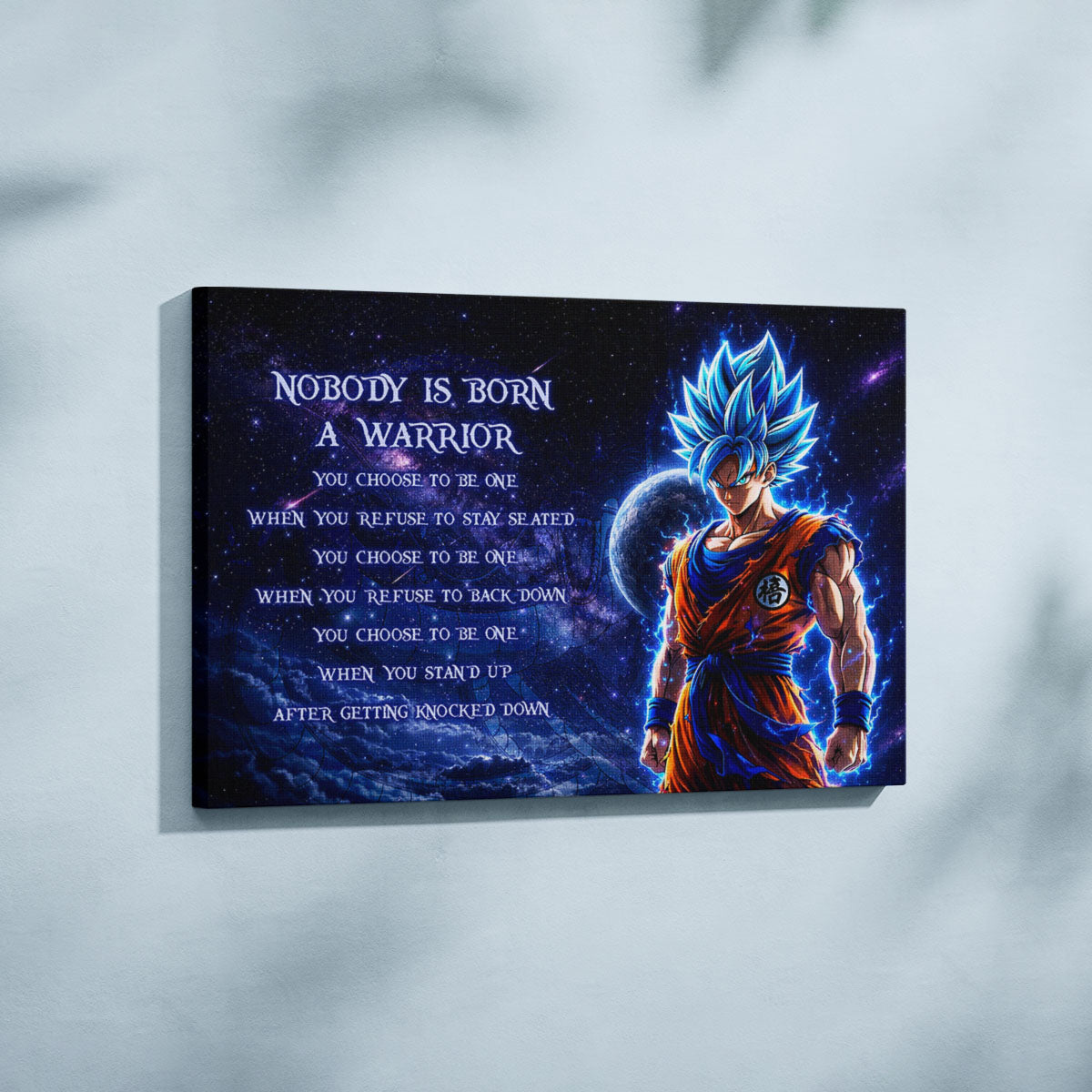 Dragon Ball Canvas Wall Art - DR093 - Super Saiyan Blue Goku - Nobody Is Born A Warrior