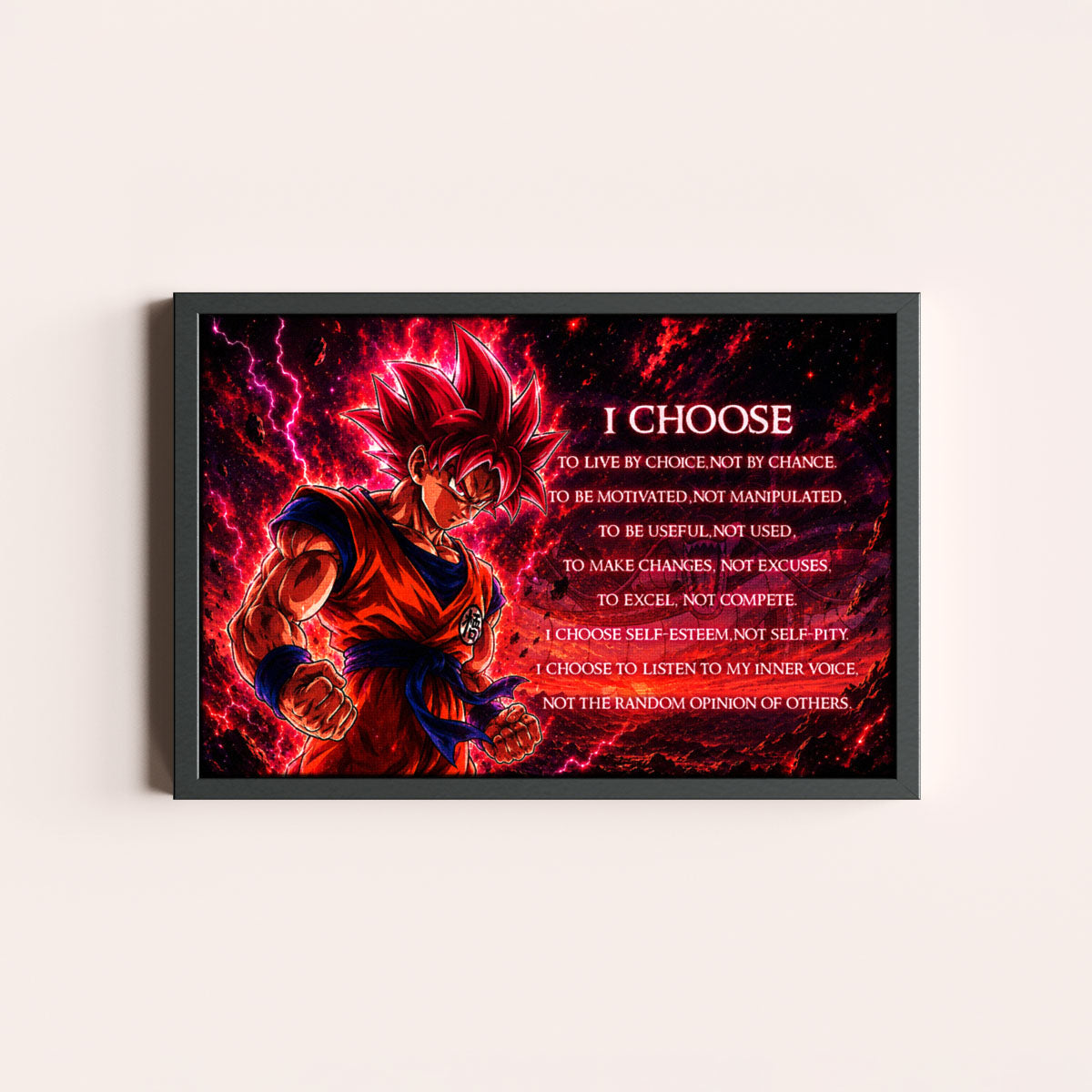 Dragon Ball Canvas Wall Art - DR095 - Super Saiyan God Goku - I Choose