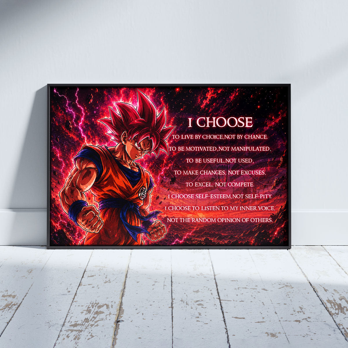Dragon Ball Canvas Wall Art - DR095 - Super Saiyan God Goku - I Choose