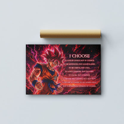 Dragon Ball Canvas Wall Art - DR095 - Super Saiyan God Goku - I Choose