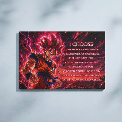 Dragon Ball Canvas Wall Art - DR095 - Super Saiyan God Goku - I Choose