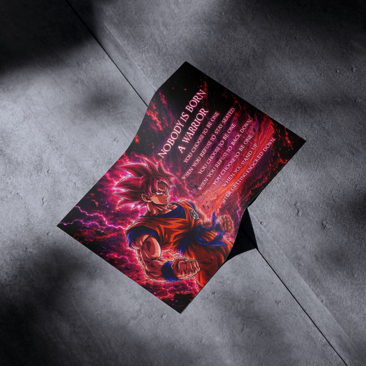 Dragon Ball Canvas Wall Art - DR096 - Super Saiyan God Goku - Nobody Is Born A Warrior