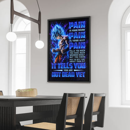 Dragon Ball Canvas Wall Art - DR100 - Super Saiyan Blue Goku - Pain Is Your Friend