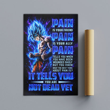 Dragon Ball Canvas Wall Art - DR100 - Super Saiyan Blue Goku - Pain Is Your Friend